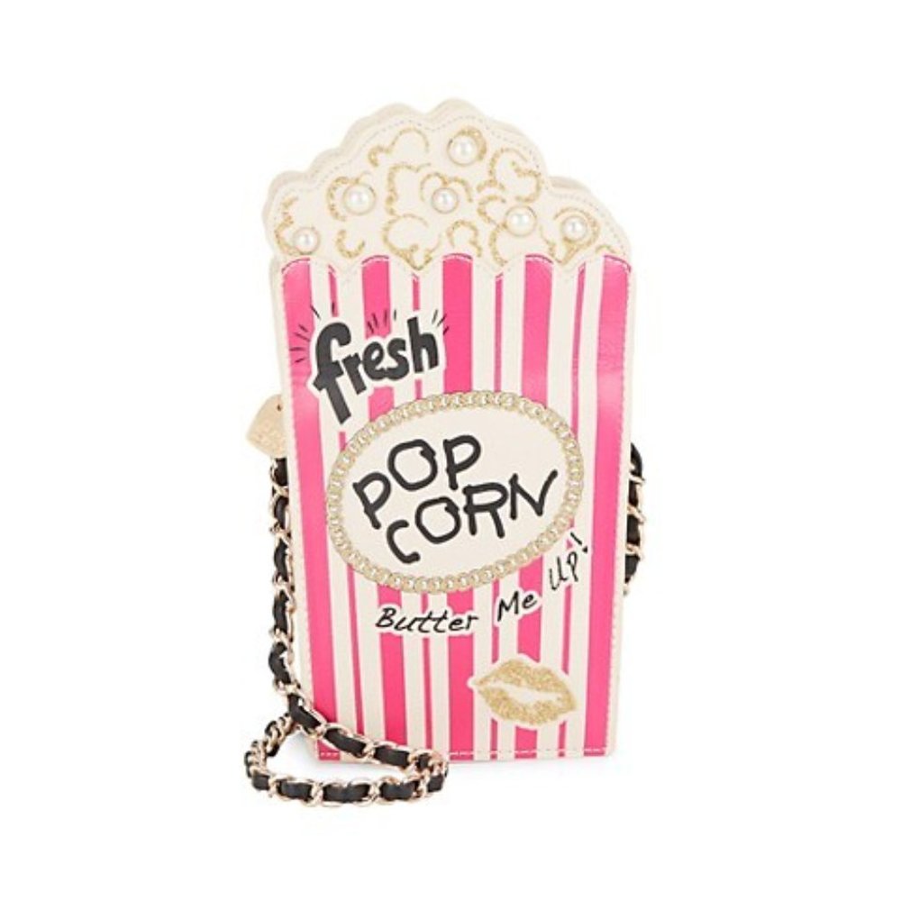 RARE NWT Betsey Johnson Pink In A Jiff Popcorn Crossbody Bag